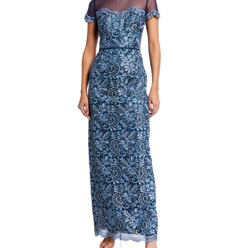 Js Collection Illusion Yoke Scroll Embroidery Gow… - image 1